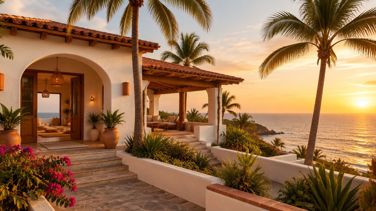 A coastal retreat setting of the kind found on Mexico’s Pacific coast